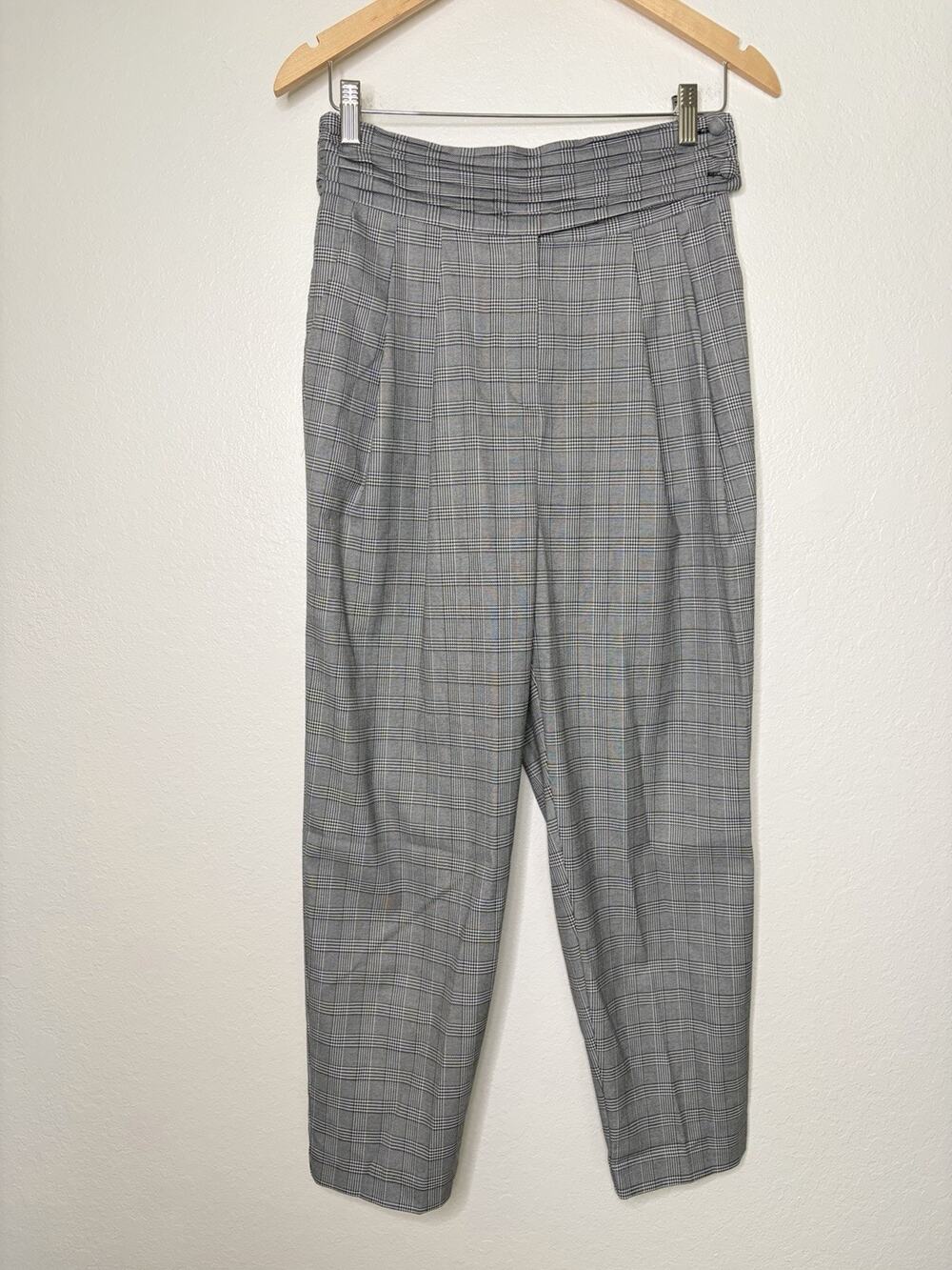 5a7 Cinq A Sept Serenity Straight Leg Plaid Pleated Pants Size 4 Sophisticated